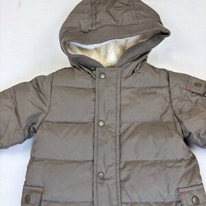 Baby Gap Infant Snow Suit Green Puffer Fleece Shearling Hooded Sz 0-6 Months
